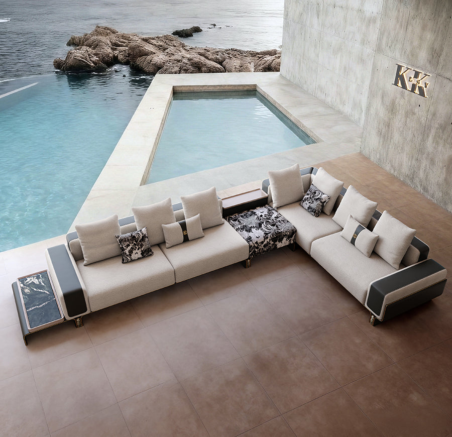Azure blue L-Shape Sectional