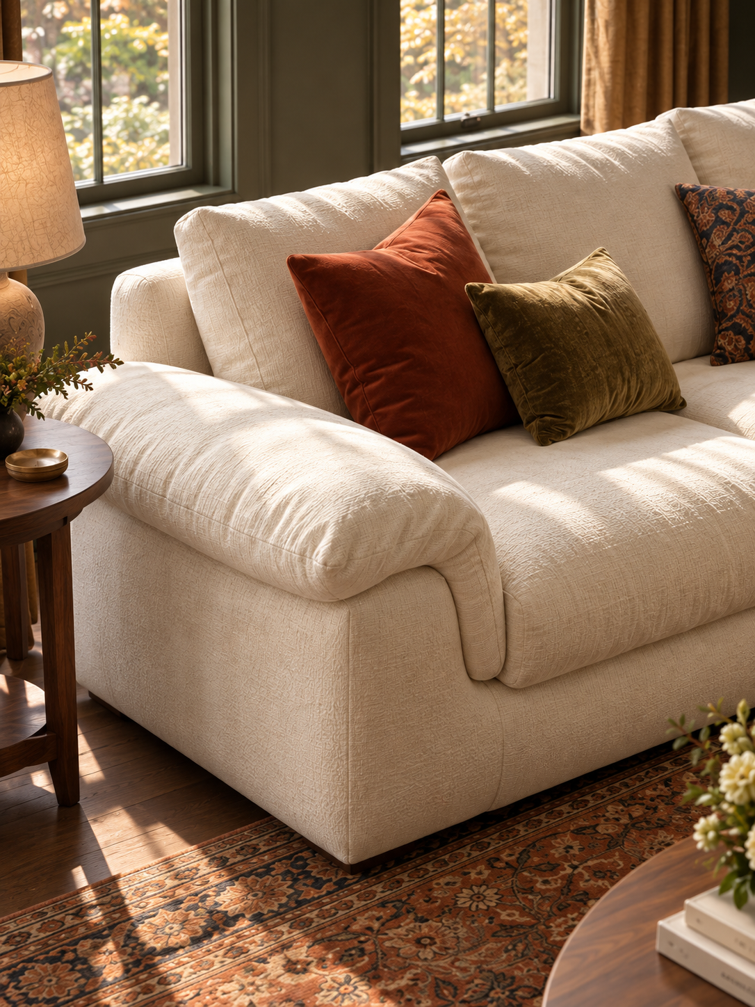 Modern Ultra-Soft Cloud Sofa - Minimalist Cream White Straight Couch