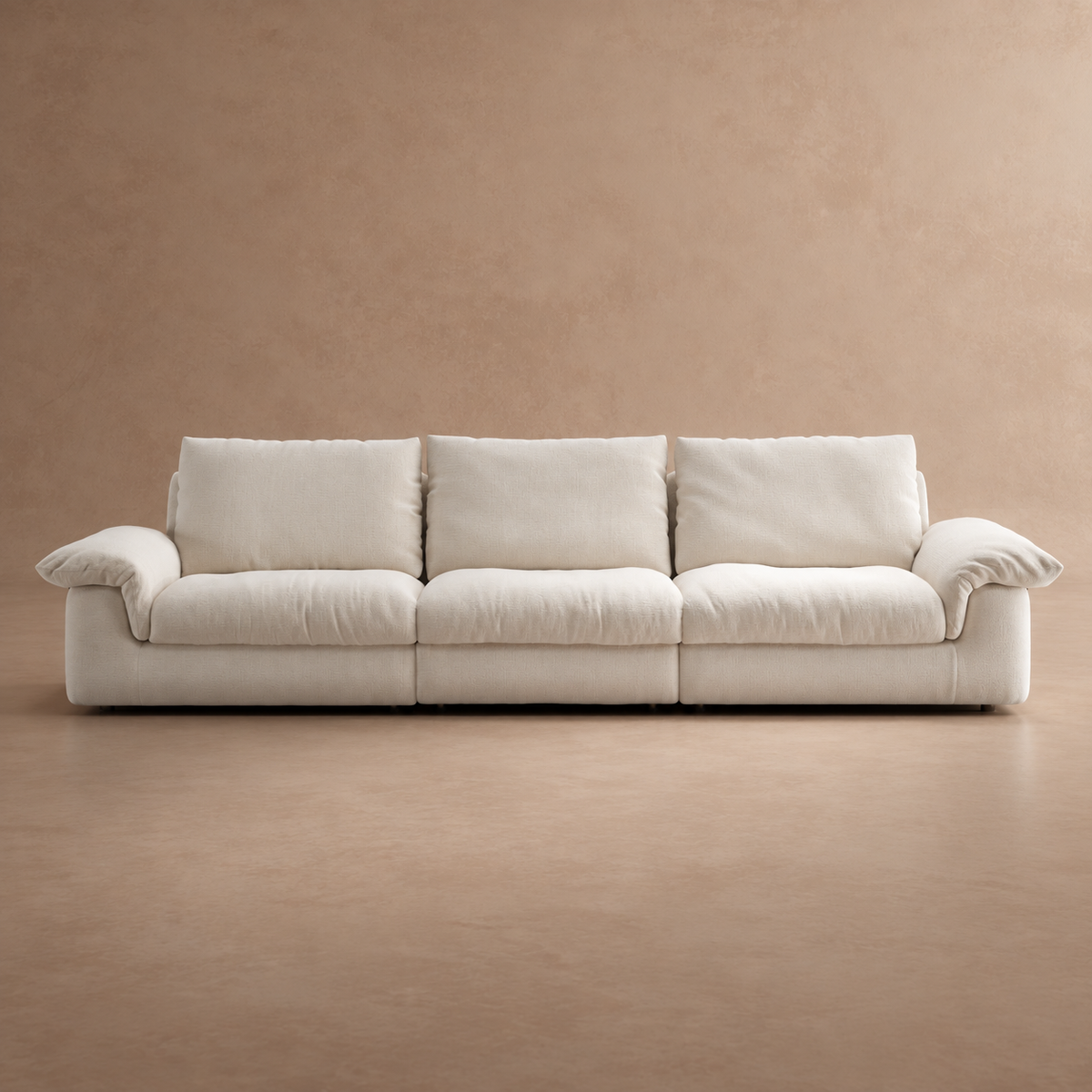 Modern Ultra-Soft Cloud Sofa - Minimalist Cream White Straight Couch
