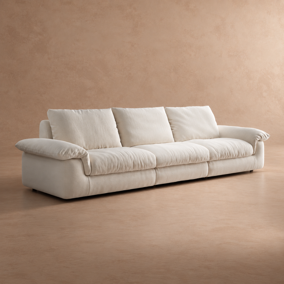 Modern Ultra-Soft Cloud Sofa - Minimalist Cream White Straight Couch