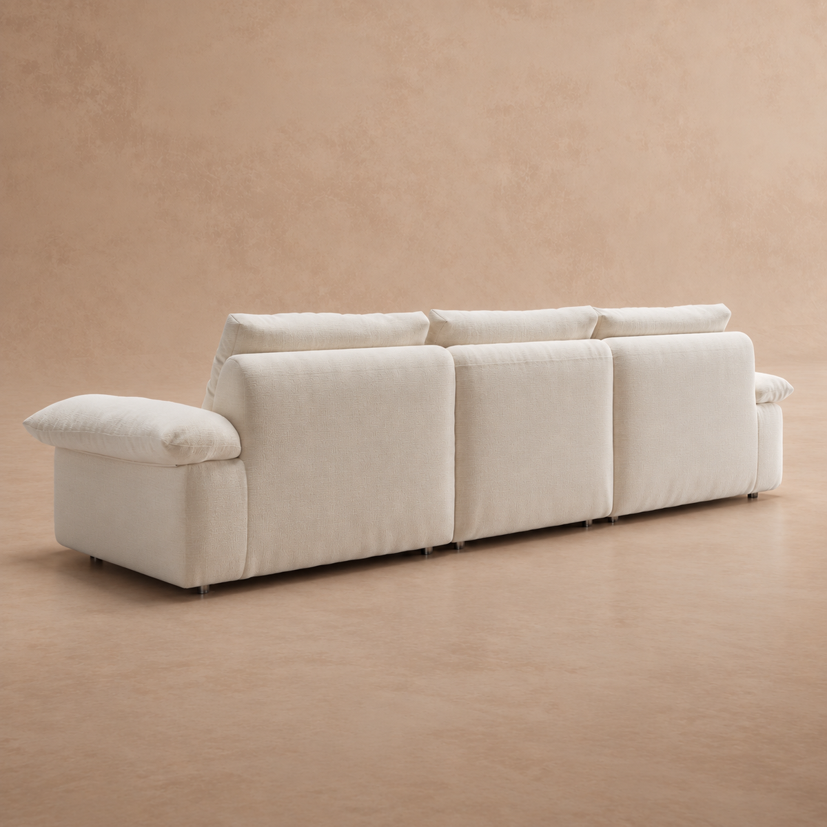 Modern Ultra-Soft Cloud Sofa - Minimalist Cream White Straight Couch