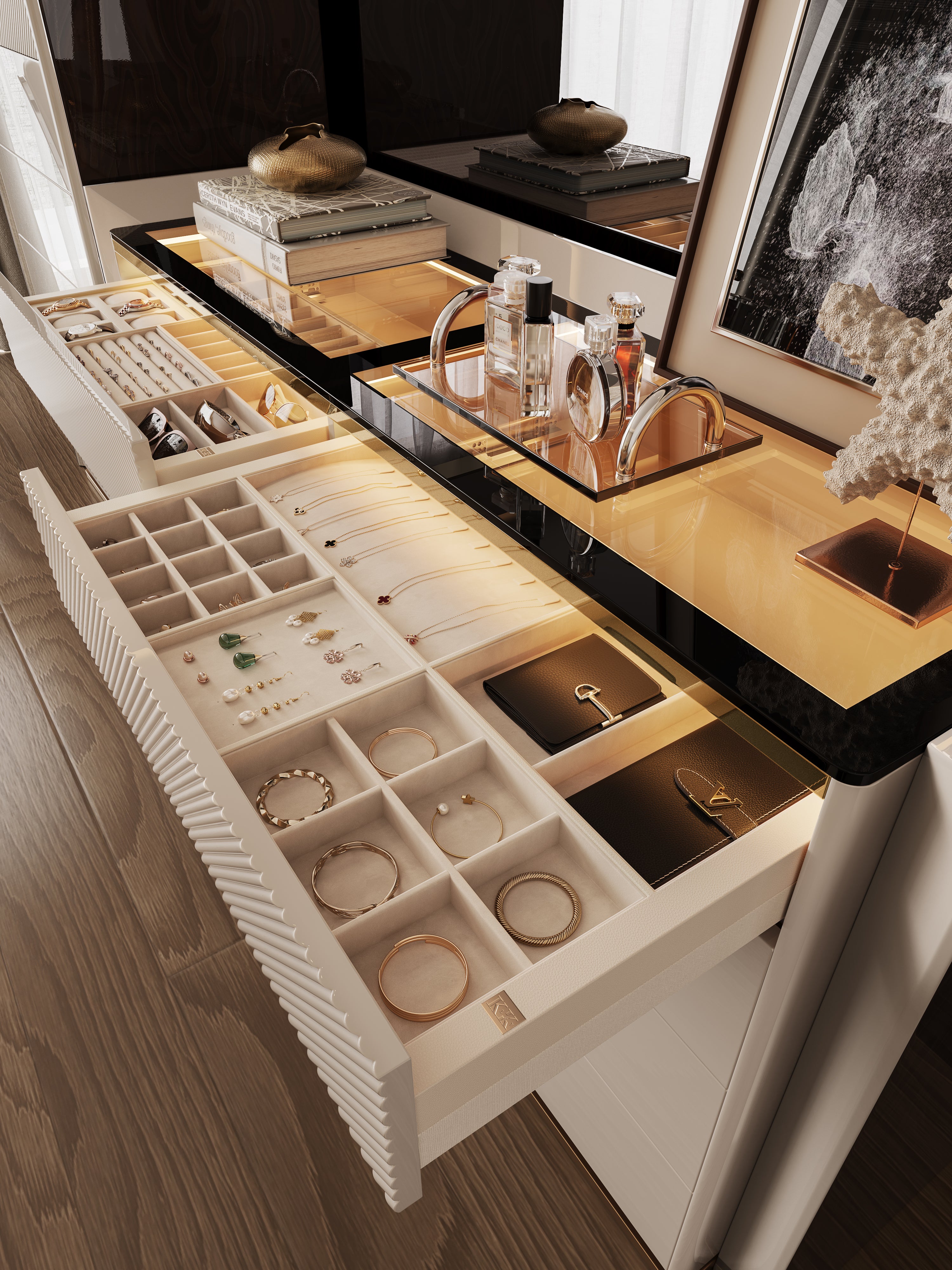 Karen Jewelry Chest & Dresser Set