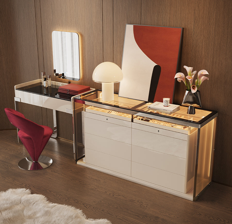 Ria Vanity Table and Drawer Chest Set