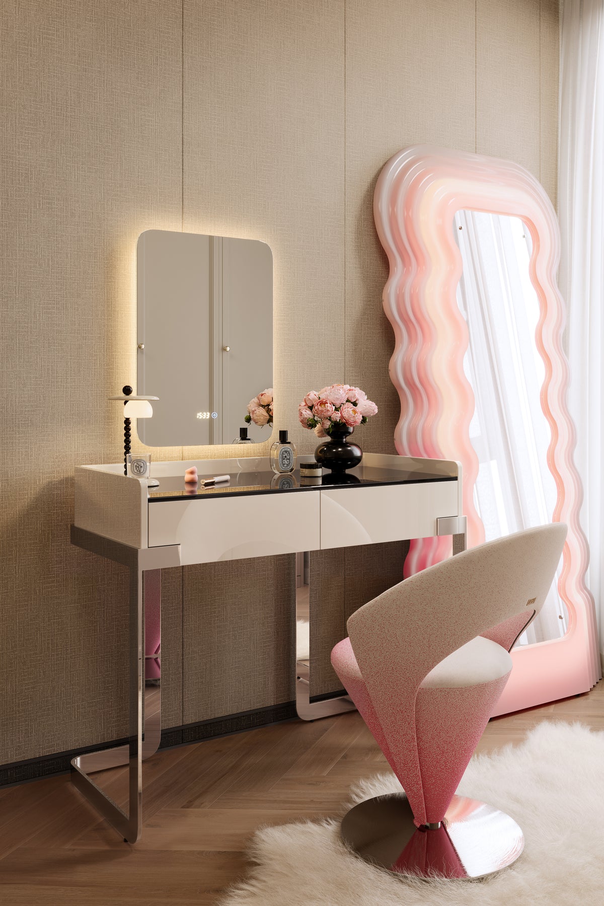 Ria Vanity Table and Drawer Chest Set