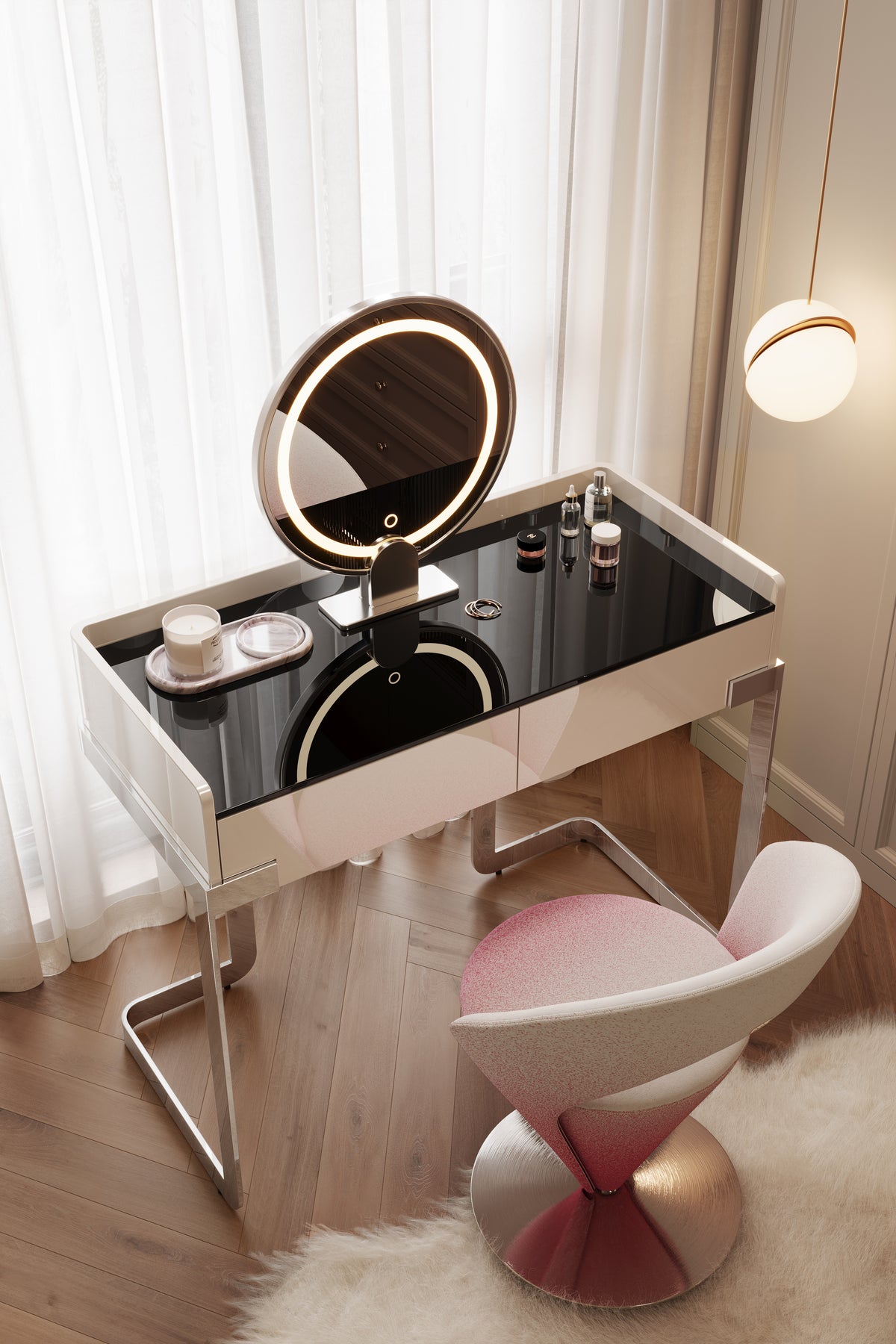 Ria Vanity Table and Drawer Chest Set