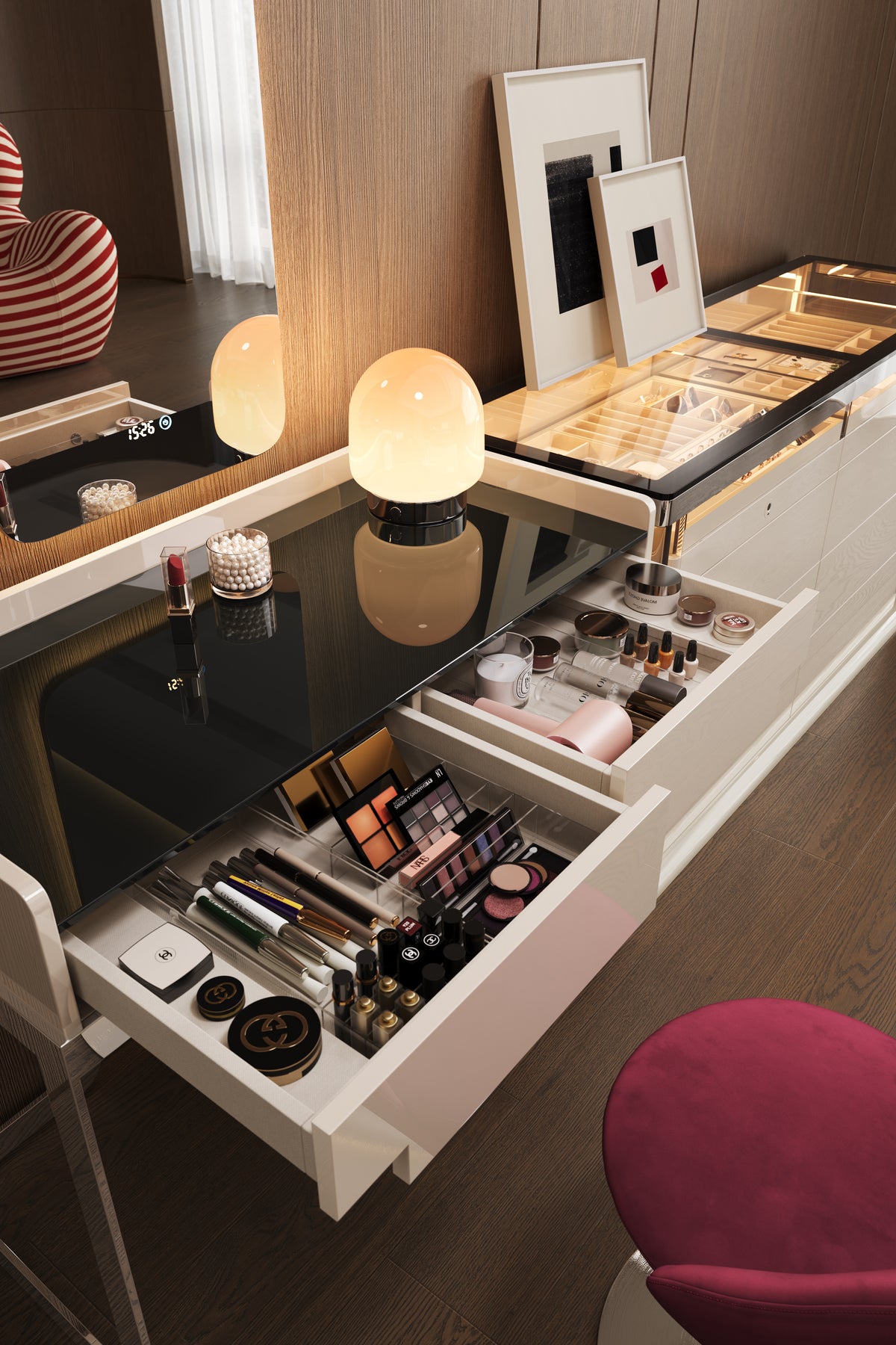 Ria Vanity Table and Drawer Chest Set